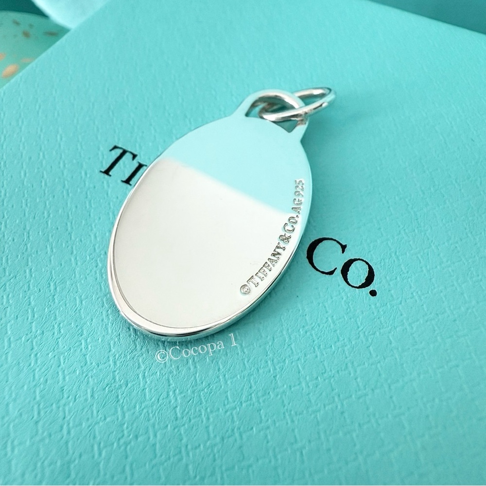 🤍 Tiffany & Co. 🖤 Return To Tiffany Black Splash Tag Oval Charm / Pendant 🤍 - Picture 6 of 6